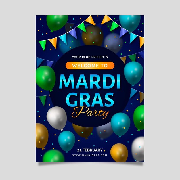 Vector gratuito plantilla de póster de mardi gras