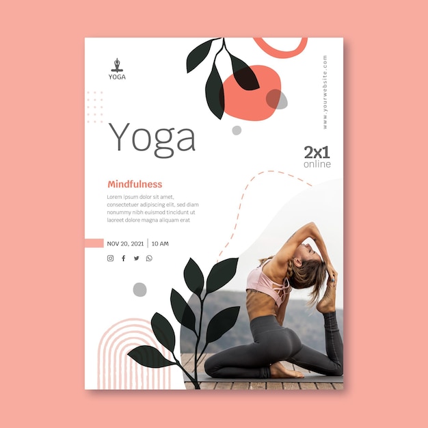 Vector gratuito plantilla de póster de meditación y atención plena