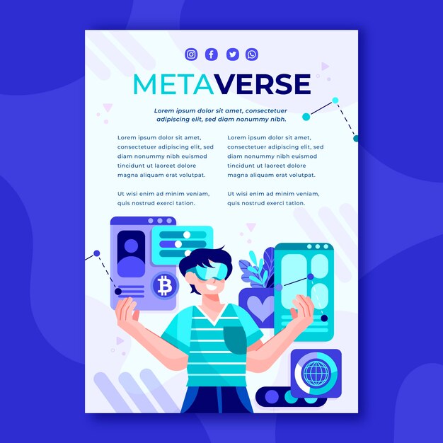 Plantilla de póster de metaverso dibujado a mano