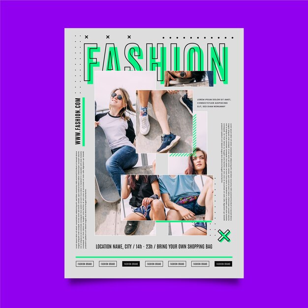 Plantilla de póster de moda con foto de mujer bonita