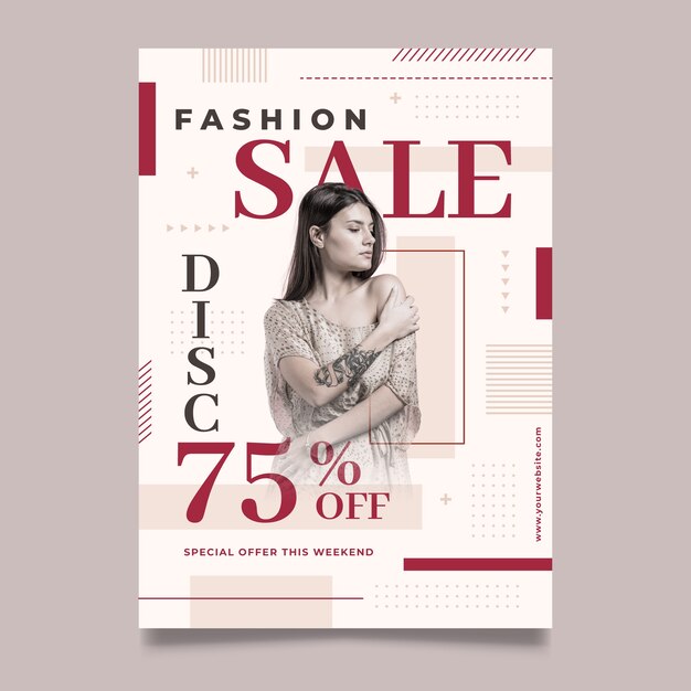 Plantilla de póster de moda con foto