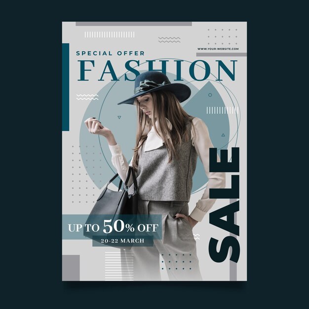 Plantilla de póster de moda con foto