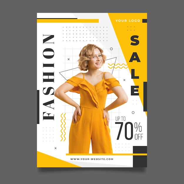 Vector gratuito plantilla de póster de moda con foto