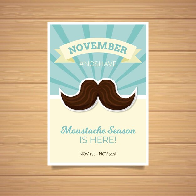 Plantilla de póster de movember en diseño plano