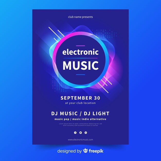 Plantilla de póster de música abstracta colorida