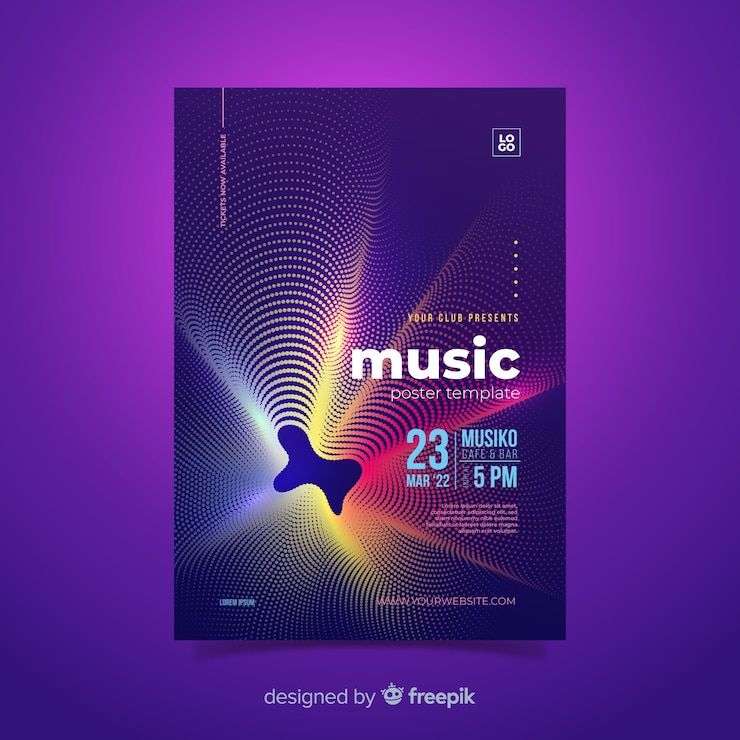 Vector gratuito plantilla de póster de música abstracta colorida