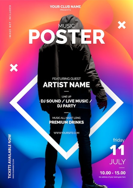 Vector gratuito plantilla de póster de música abstracta