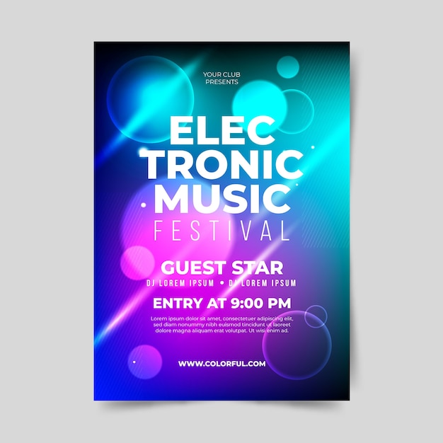 Vector gratuito plantilla de póster de música de efecto de luz abstracta