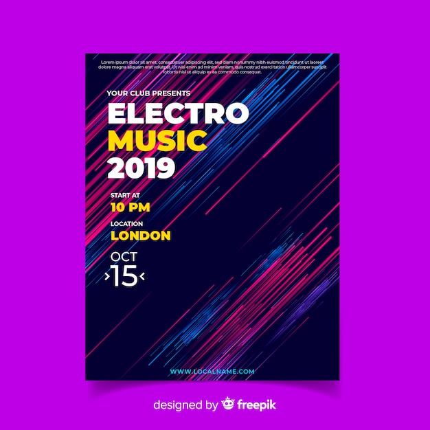 Plantilla de póster de música electrónica abstracta