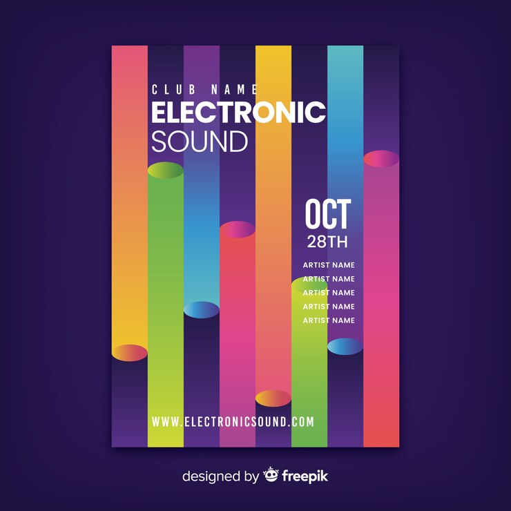 Vector gratuito plantilla de póster de música geométrica colorida