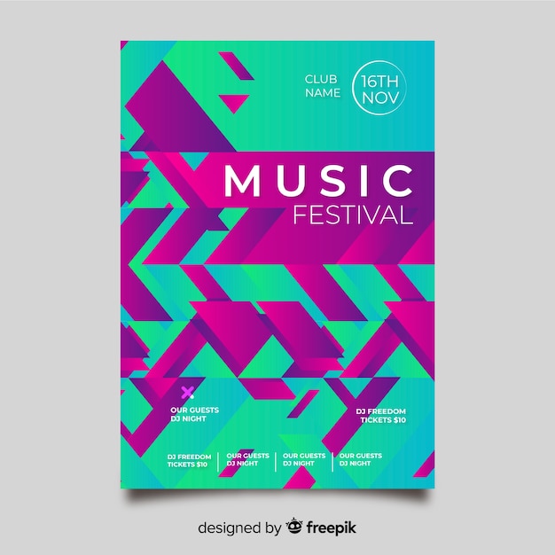 Plantilla de póster de música geométrica colorida