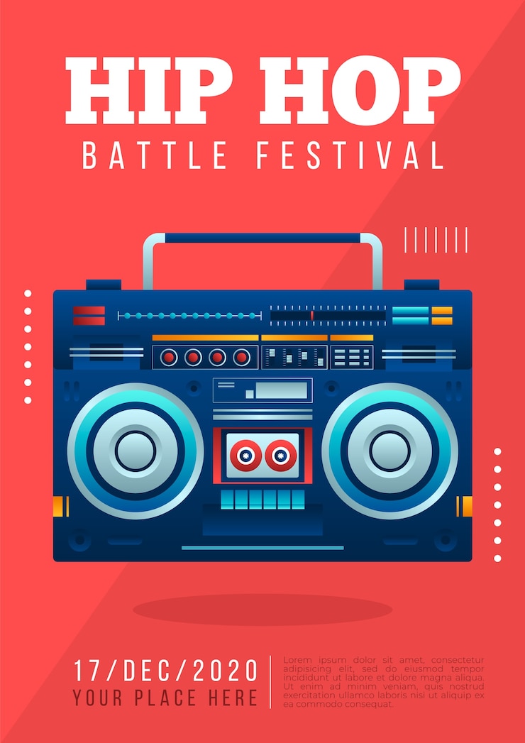 Vector gratuito plantilla de póster de música hip hop