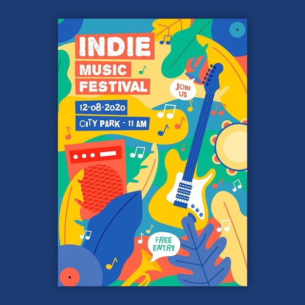 Plantilla de póster de música indie