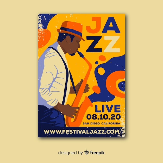 Vector gratuito plantilla de póster de música jazz abstracta