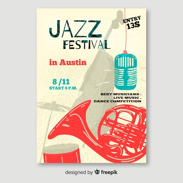 Plantilla de póster de música jazz abstracta