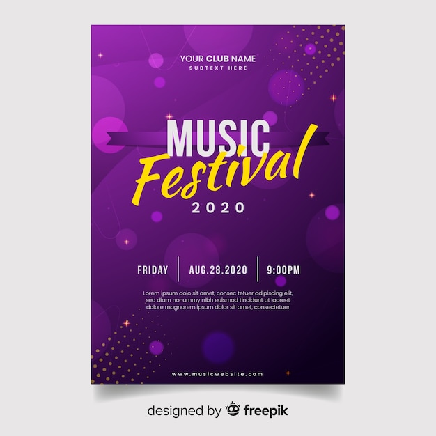 Plantilla de poster de música con luces