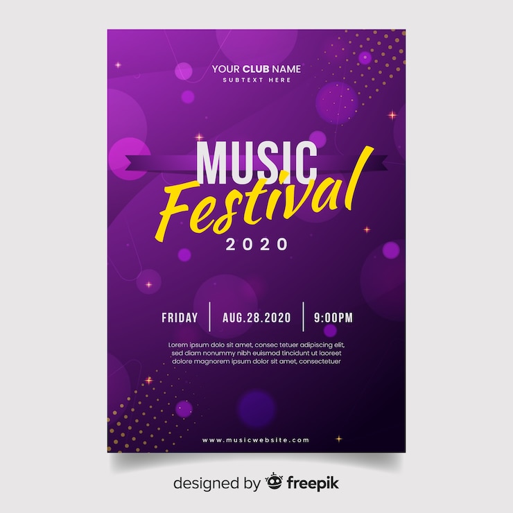 Vector gratuito plantilla de poster de música con luces