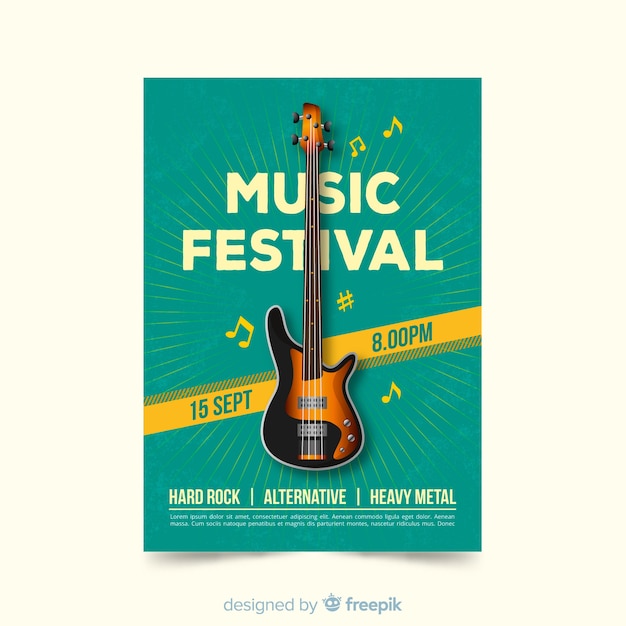 Vector gratuito plantilla de póster de música retro