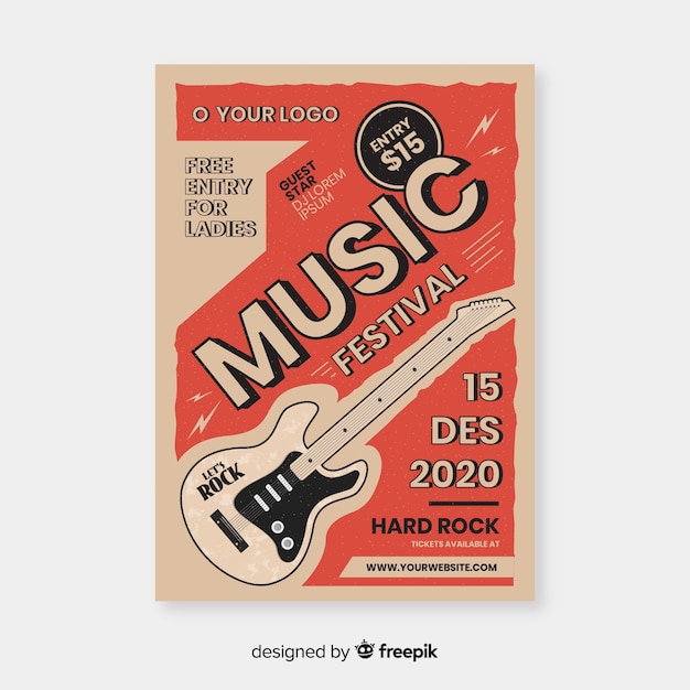 Plantilla de póster de música retro