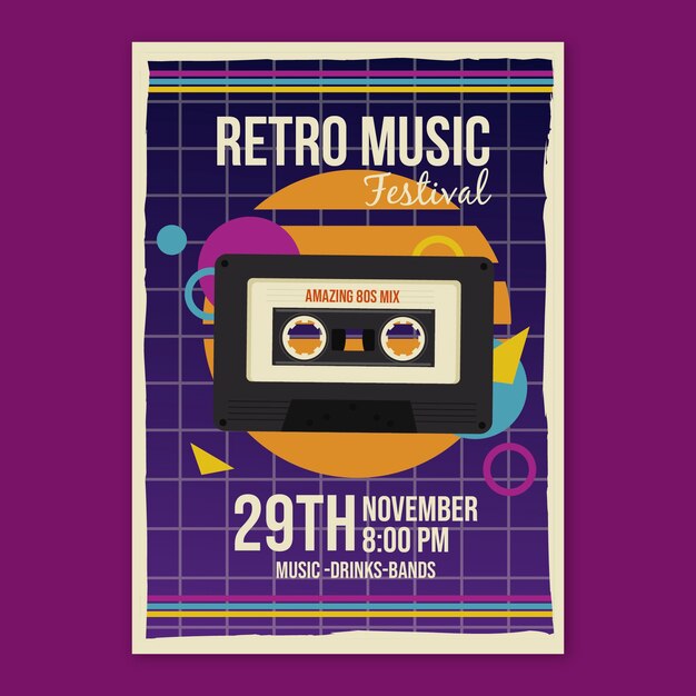 Plantilla de póster de música retro