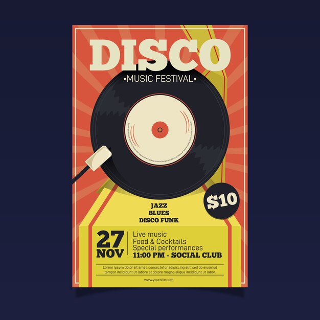 Plantilla de póster de música retro