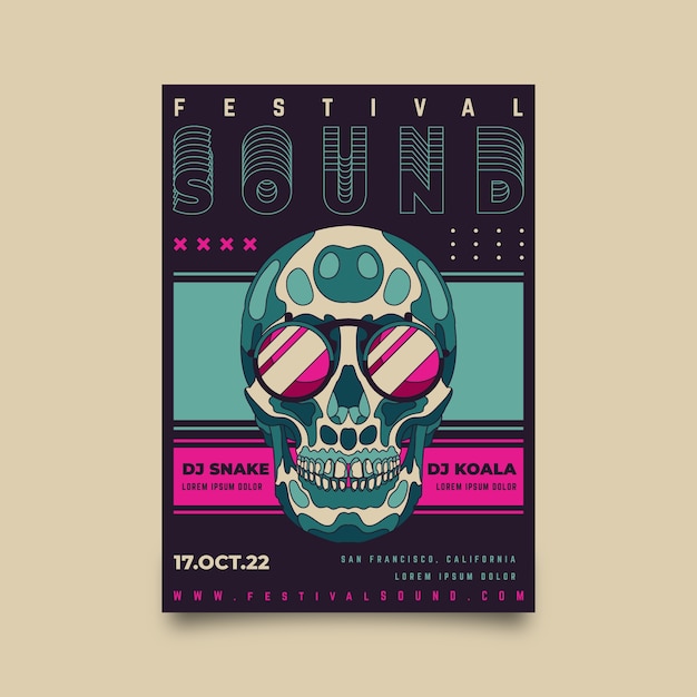 Vector gratuito plantilla de póster de música retro