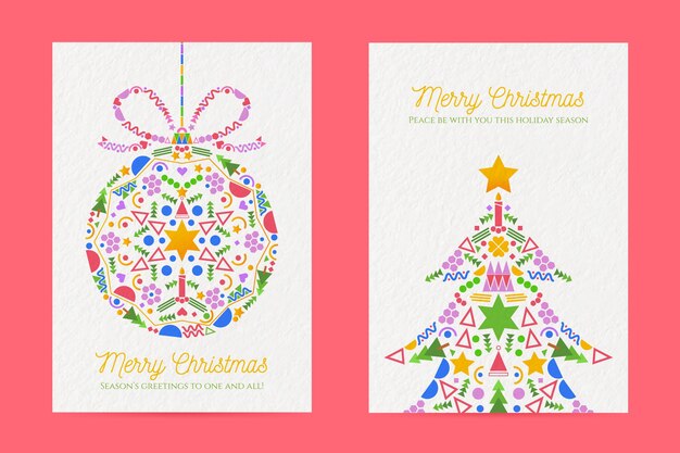 Plantilla de póster de Navidad con coloridas formas geométricas