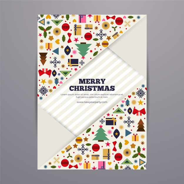 Plantilla de póster de Navidad con coloridas formas geométricas