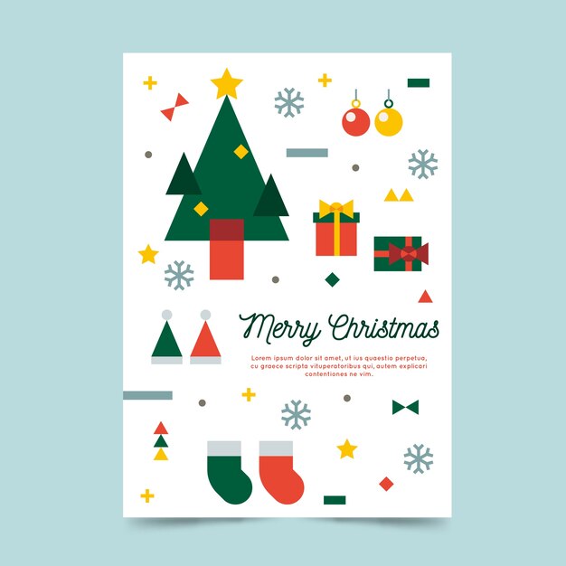 Plantilla de póster de Navidad con coloridas formas geométricas