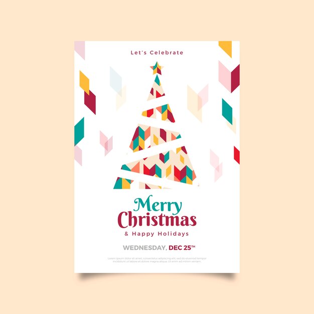 Plantilla de póster de Navidad con coloridas formas geométricas