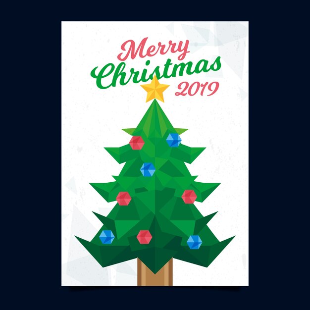 Plantilla de póster de navidad en estilo poligonal