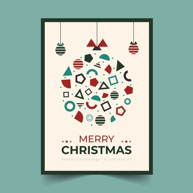 Plantilla de póster de navidad con formas geométricas