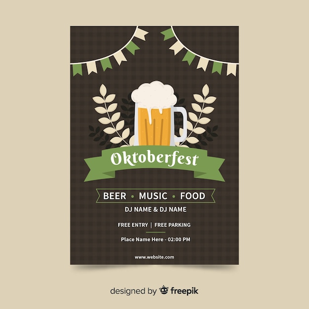 Plantilla de póster del oktoberfest en diseño plano