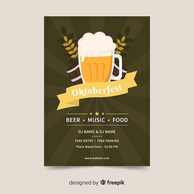 Plantilla de póster del oktoberfest en diseño plano