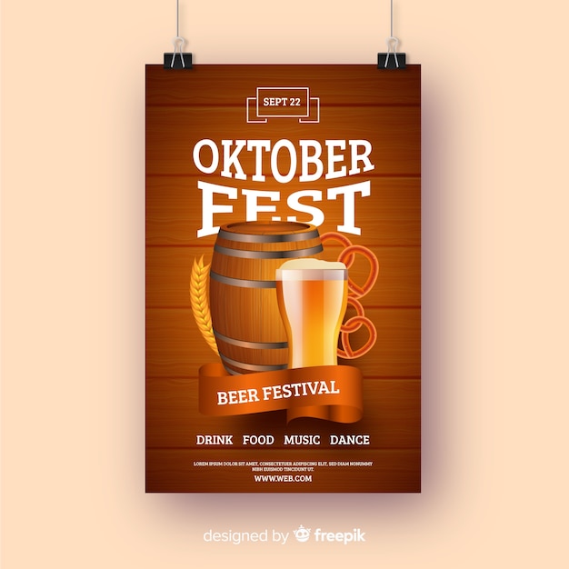 Plantilla de póster de oktoberfest realista