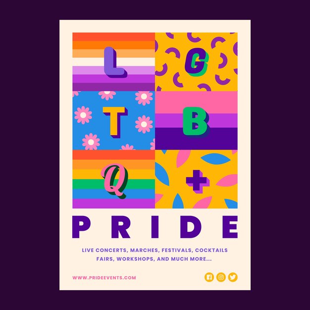 Plantilla de póster de orgullo lgbt dibujado a mano