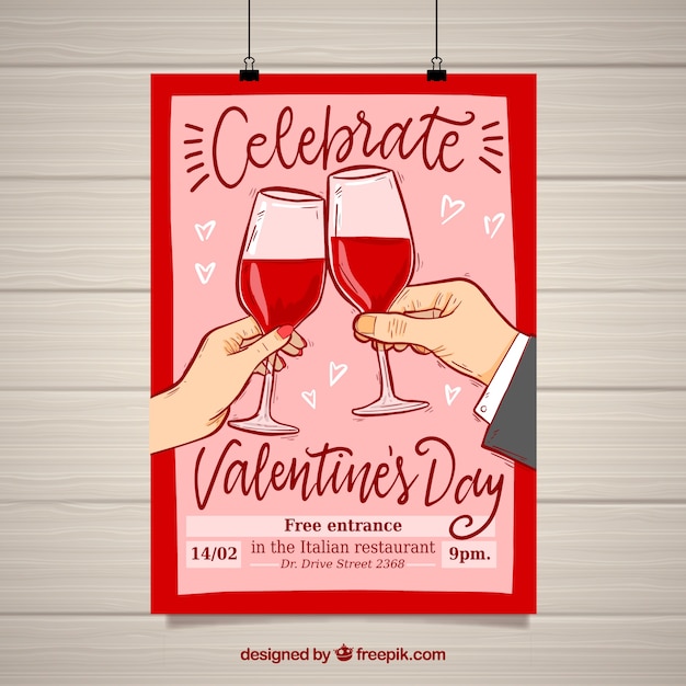 Vector gratuito plantilla de póster y panfleto de san valentín