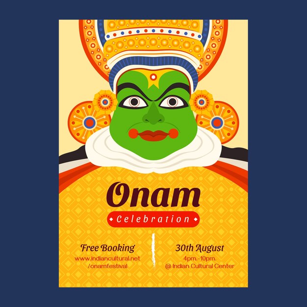 Plantilla de póster plano para la celebración de onam