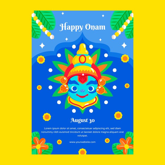 Plantilla de póster plano para la celebración de onam