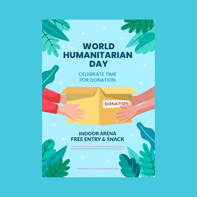 Plantilla de póster plano para el día mundial de la ayuda humanitaria