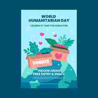 Vector gratuito plantilla de póster plano para el día mundial de la ayuda humanitaria