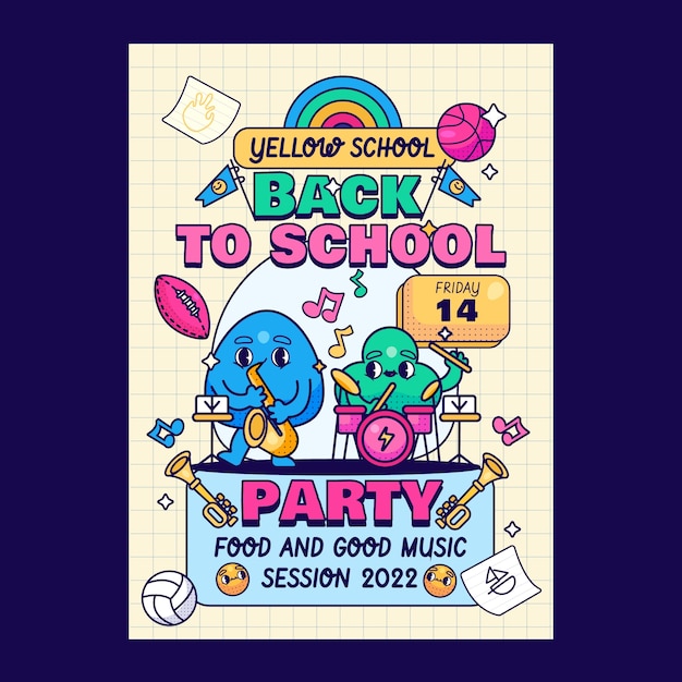 Plantilla de póster plano para evento de regreso a la escuela