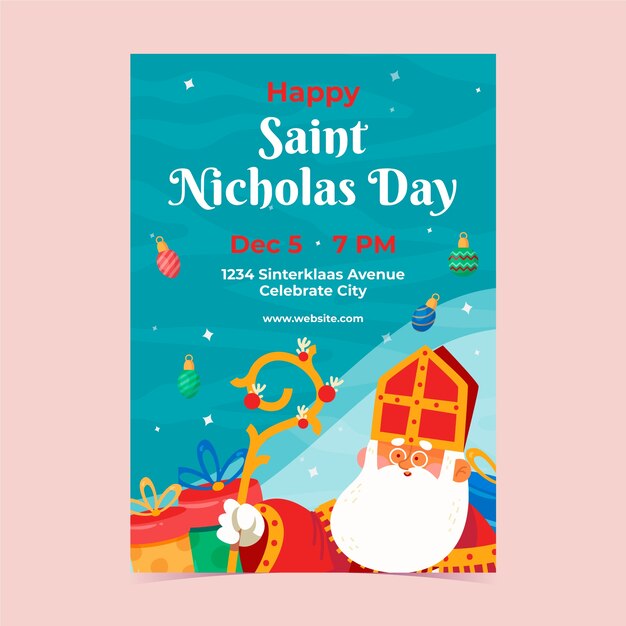 Plantilla de póster plano de sinterklaas