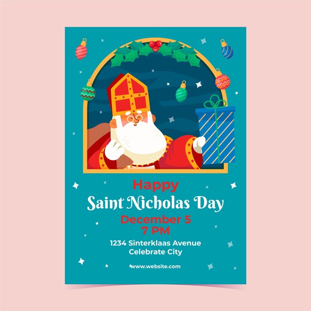 Plantilla de póster plano de sinterklaas