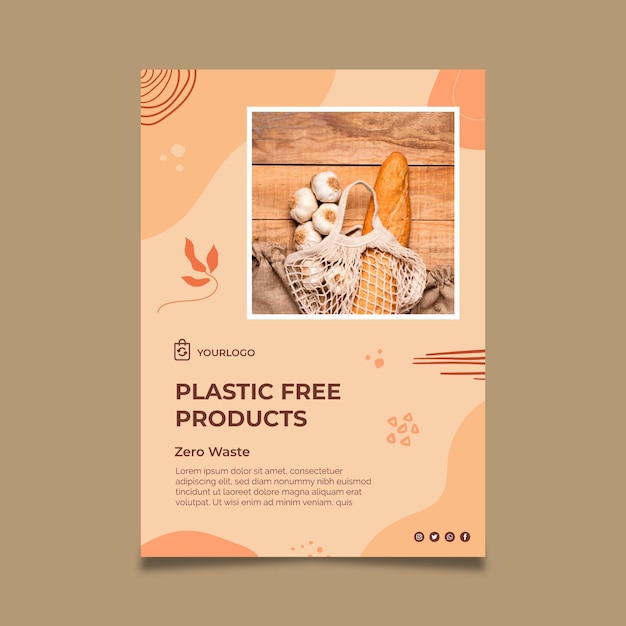 Vector gratuito plantilla de póster de productos sin plástico