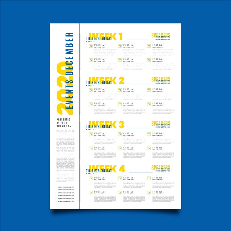 Vector gratuito plantilla de póster de programación de eventos