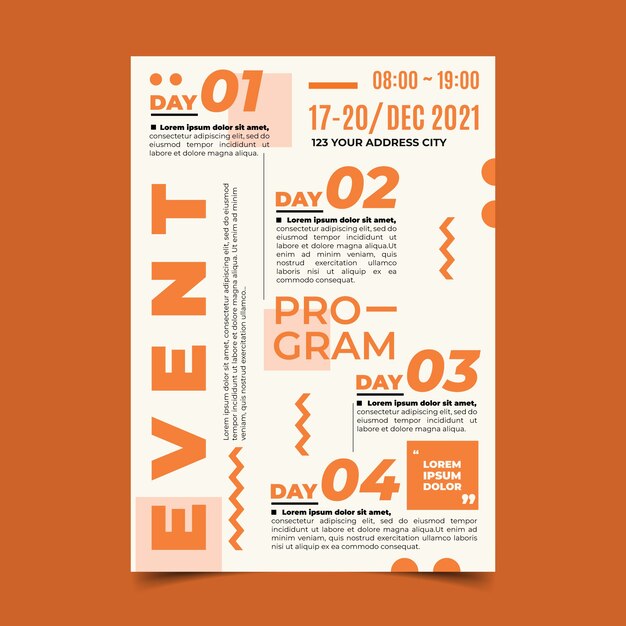 Plantilla de póster de programación de eventos