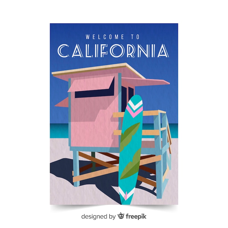 Vector gratuito plantilla de póster promocional de california