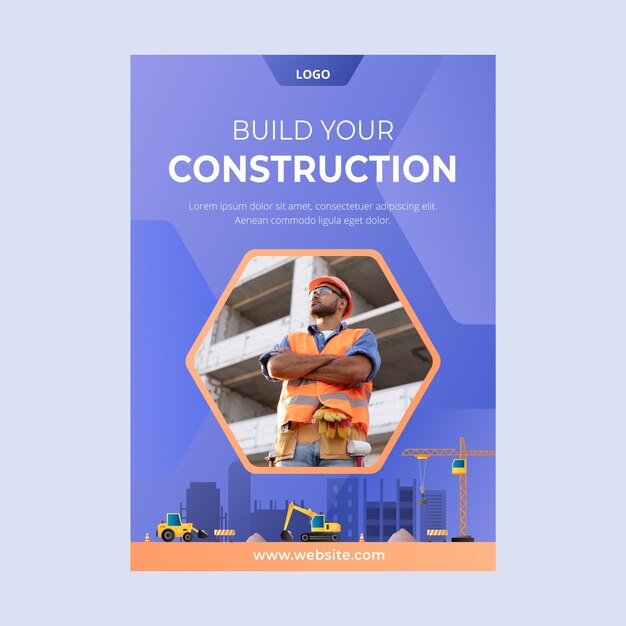 Plantilla de póster de proyecto de construcción degradado
