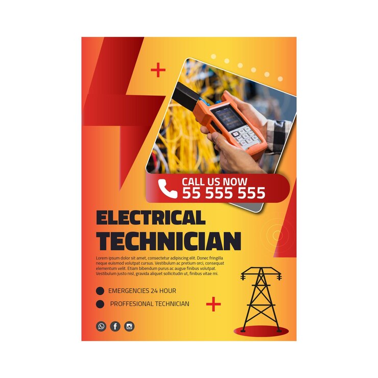 Vector gratuito plantilla de póster publicitario de electricista